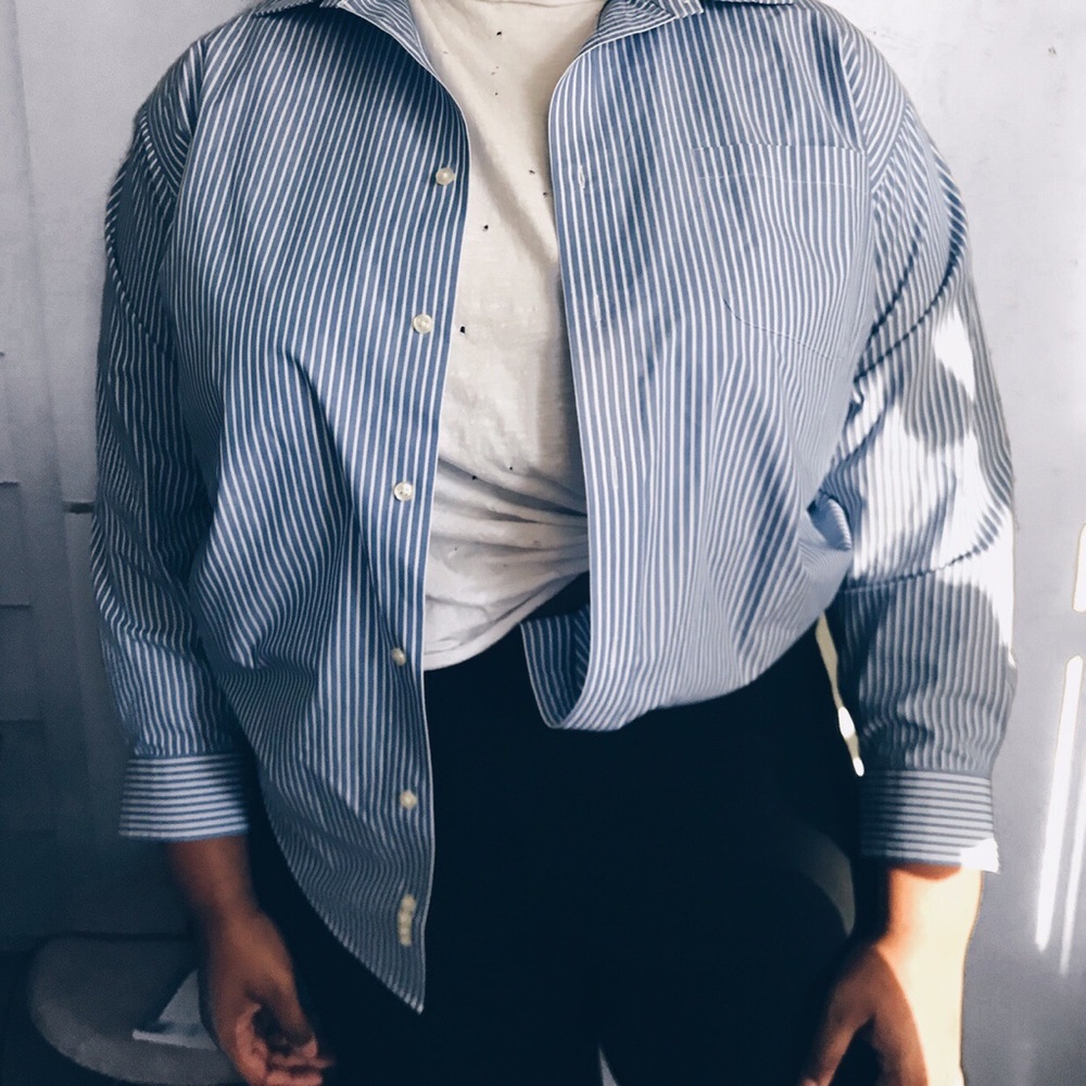 Oversized Striped Button Down Shirt - image 1